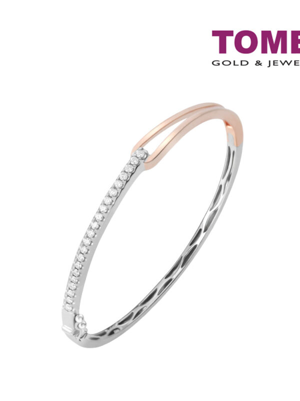 TOMEI Diamond Bangle I White+Rose Gold 585