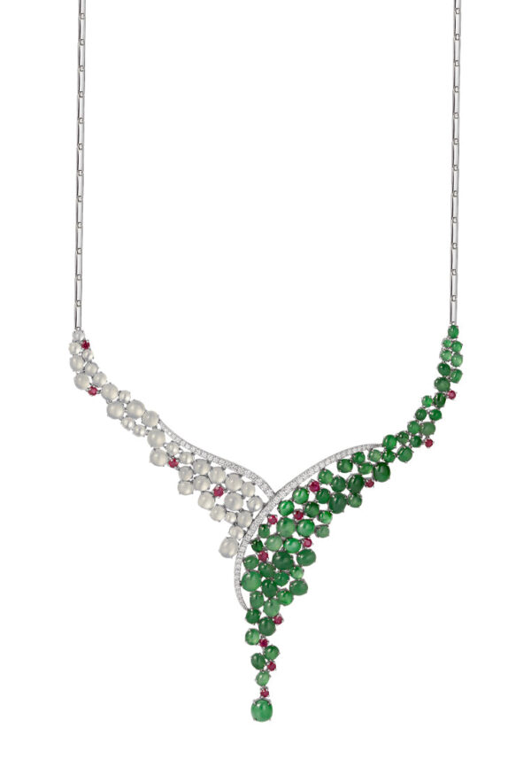 TOMEI Jade Diamond Necklace, White Gold 750