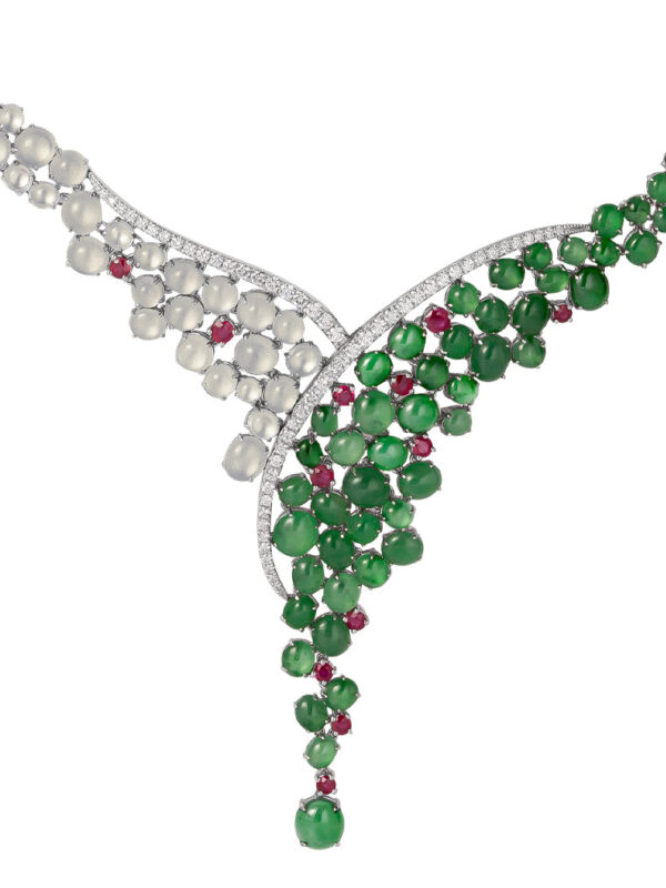 TOMEI Jade Diamond Necklace, White Gold 750