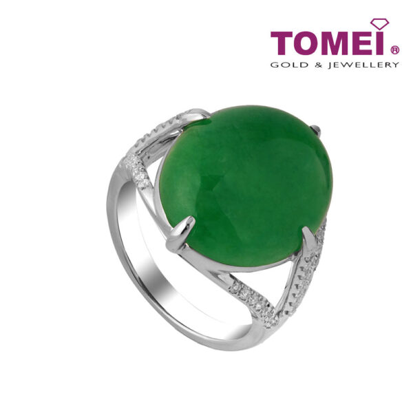 TOMEI Jade Diamond Ring, White Gold 750 (BR00564)