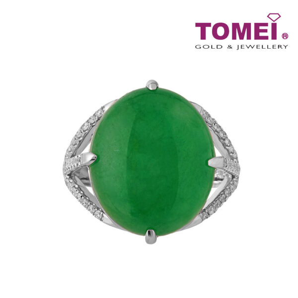 TOMEI Jade Diamond Ring, White Gold 750 (BR00564)