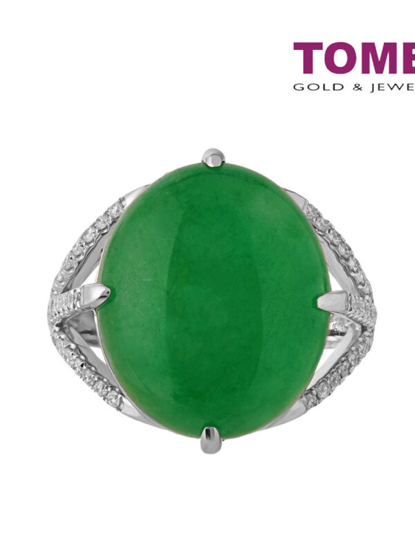 TOMEI Jade Diamond Ring, White Gold 750 (BR00564)