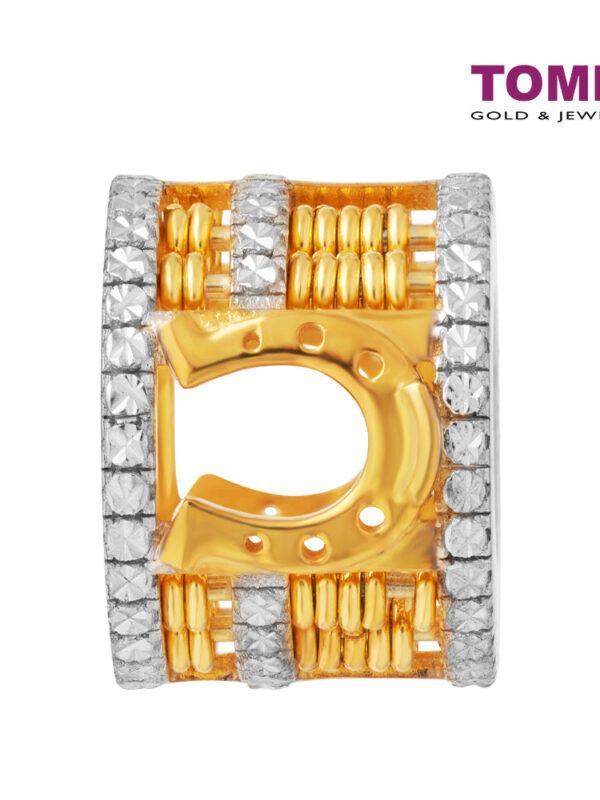 TOMEI Diamond Cut Collection Rolling Horseshoe Abacus Pendant, Yellow Gold 916