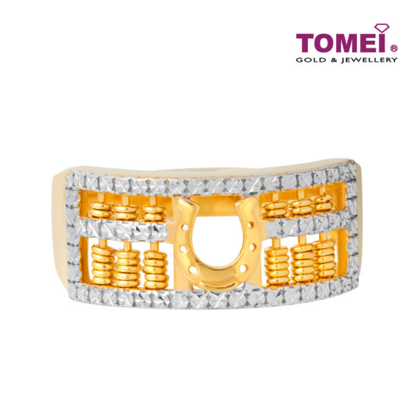 TOMEI Diamond Cut Collection Horseshoe Abacus Ring, Yellow Gold 916