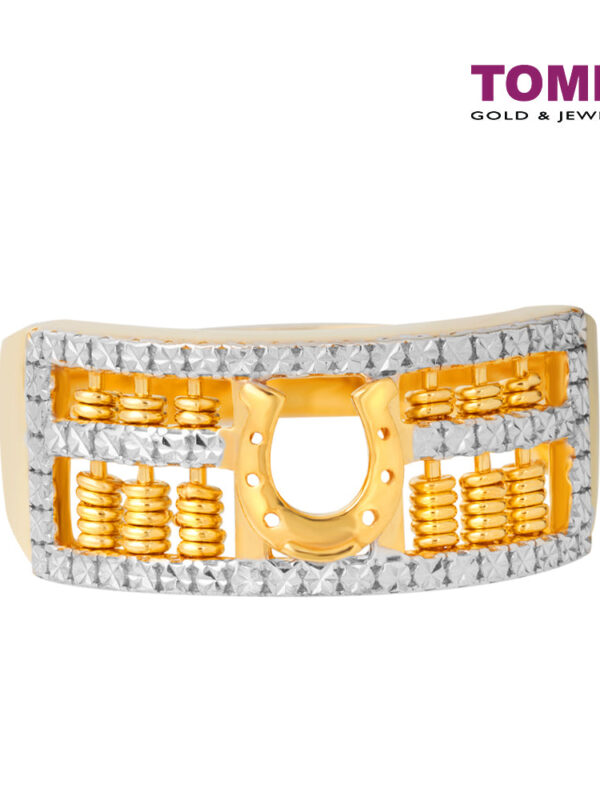 TOMEI Diamond Cut Collection Horseshoe Abacus Ring, Yellow Gold 916