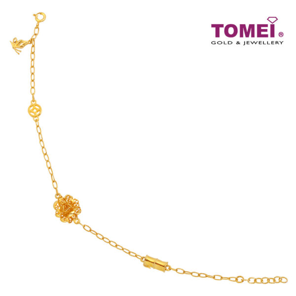 TOMEI Blooming Peony Flower Bracelet, Yellow Gold 916