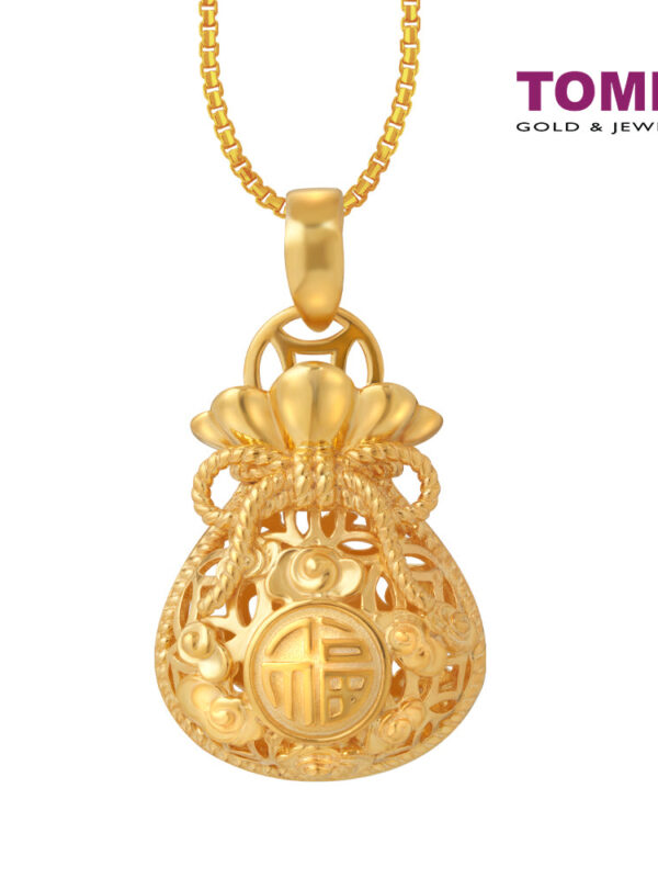 TOMEI Money Bag Pendant, Yellow Gold 916