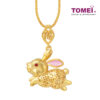 TOMEI  Pink Ear Rabbit Pendant, Yellow Gold 916