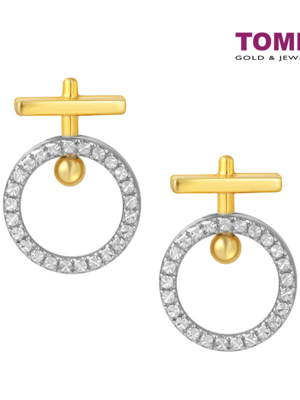 TOMEI Diamond Cut Collection Earrings Of Auspicious, Yellow Gold 916