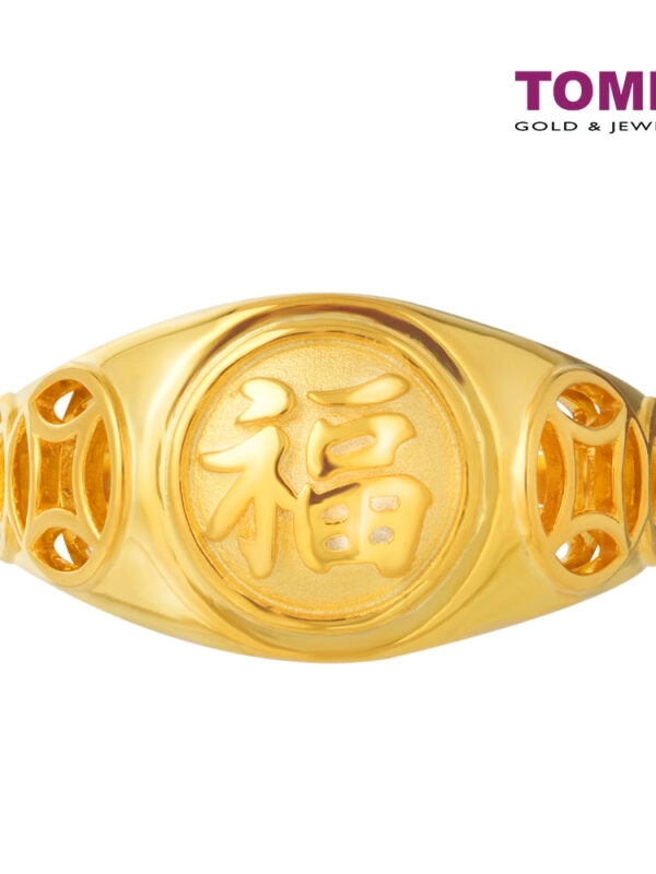 TOMEI Fu & Fortune Ring, Yellow Gold 916