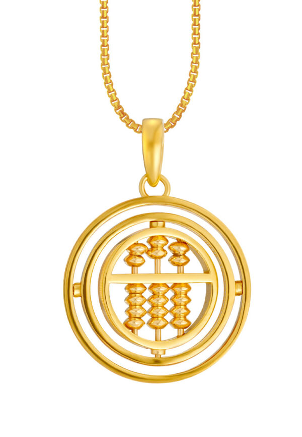 TOMEI Movable Abacus in a Circle Pendant, Yellow Gold 916