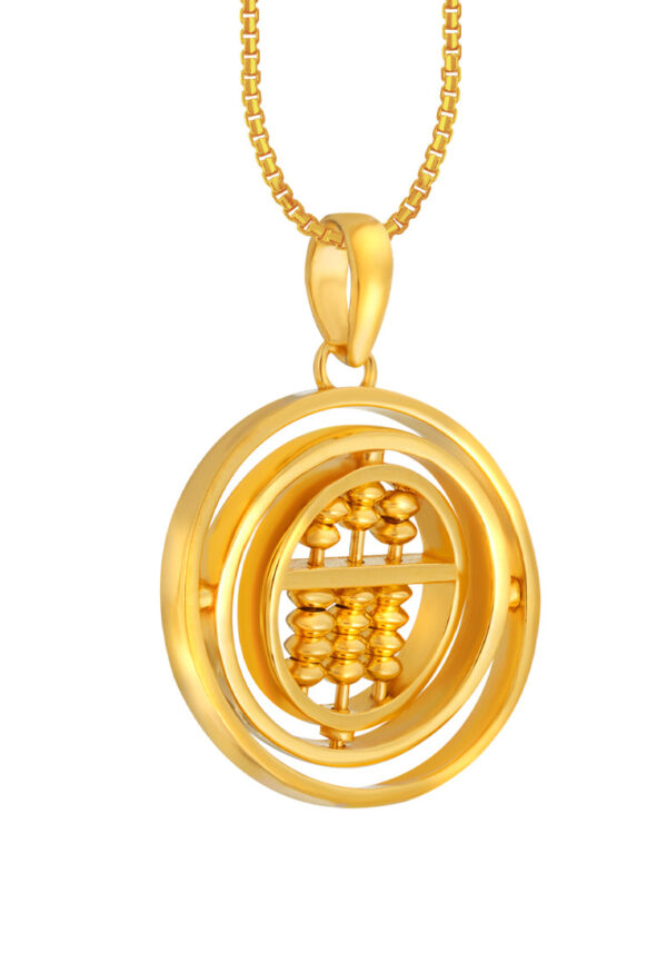 TOMEI Movable Abacus in a Circle Pendant, Yellow Gold 916