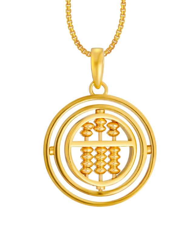 TOMEI Movable Abacus in a Circle Pendant, Yellow Gold 916