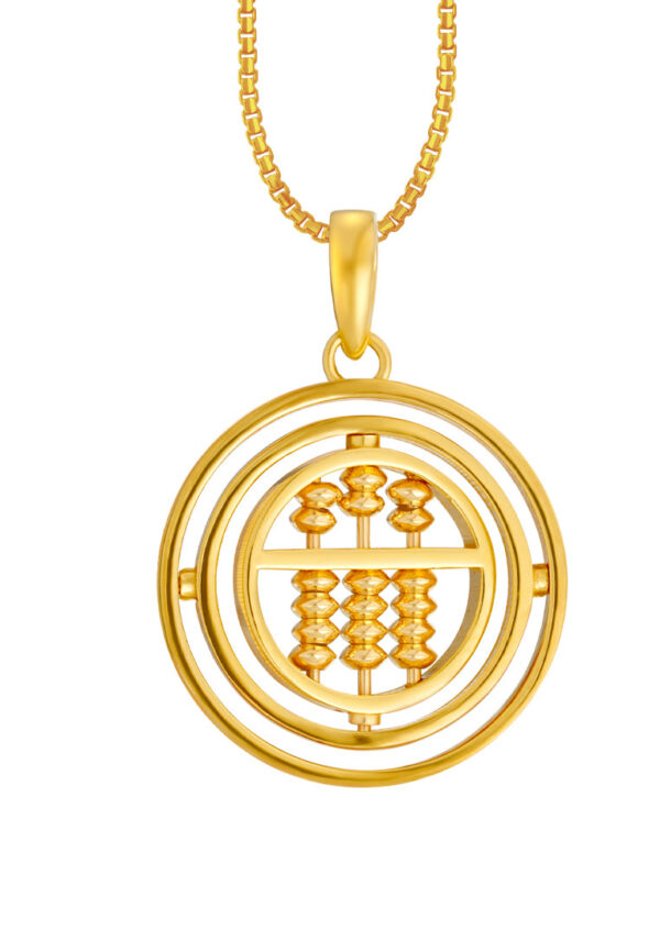 TOMEI Movable Abacus in a Circle Pendant, Yellow Gold 916