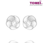 Swirl Flower Diamond Earrings | Tomei White Gold 375 (9K) (E1155)