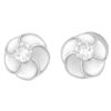 Swirl Flower Diamond Earrings | Tomei White Gold 375 (9K) (E1155)