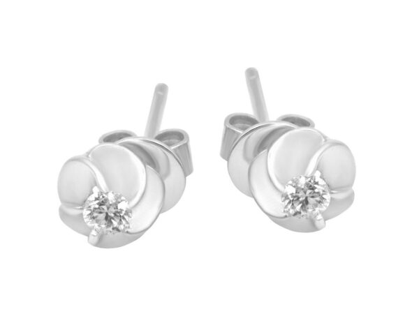 Swirl Flower Diamond Earrings | Tomei White Gold 375 (9K) (E1155)
