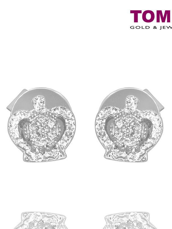 TOMEI Diamond Crown Earrings, White Gold 375 (9K)  (E1706)