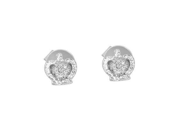 TOMEI Diamond Crown Earrings, White Gold 375 (9K)  (E1706)