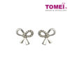 Diamond Earrings of Satin Silk and Dazzling Diamantes Ribband | Tomei White Gold 375 (9K) (E1439)