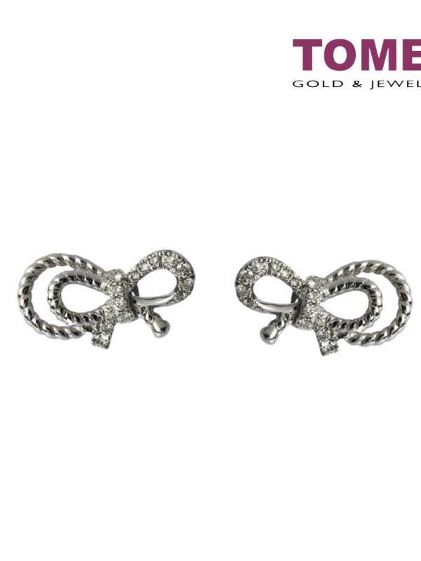 Diamond Earrings of Ribband in Butterfly Motion | Tomei White Gold 375 (9K) (E073691)