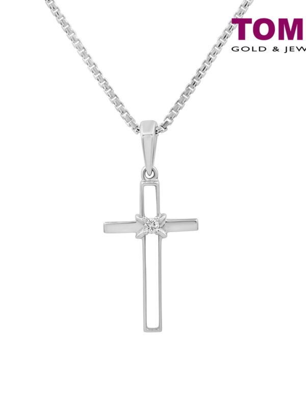 TOMEI Infinity Wrap Cross Pendant Set, White Gold 585