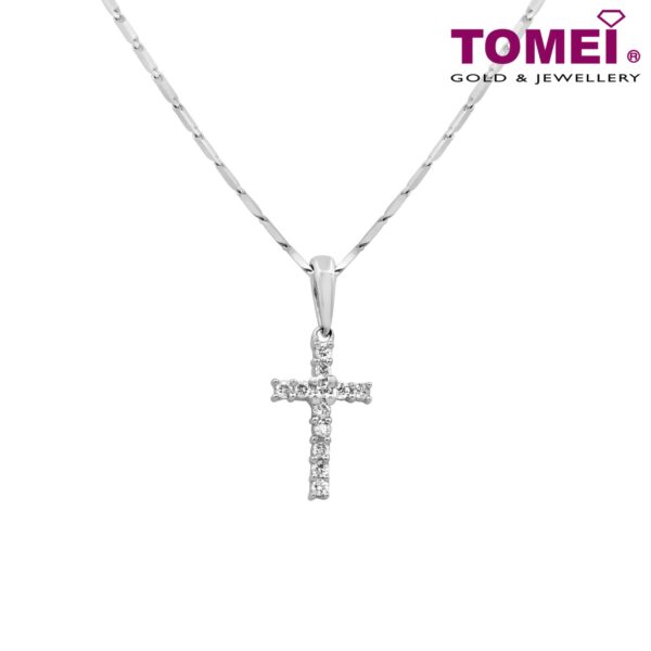 TOMEI Light of Faith Pendant Set, White Gold 585