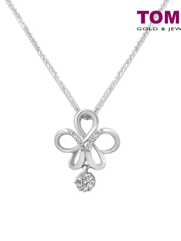 TOMEI Infinity Flower with Diamond Pendant Set | White Gold 375 (P2119V)