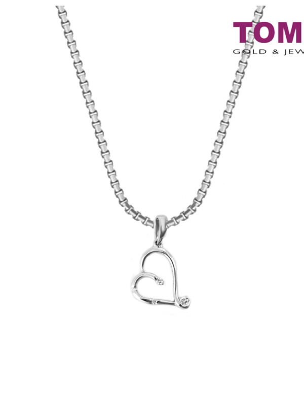 TOMEI Luminously Resplendent Heart Pendant and Chain set, White Gold 585 (P4071)