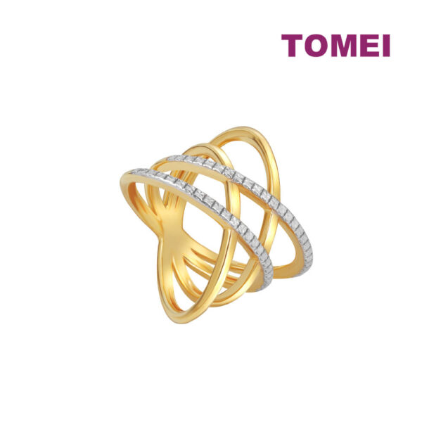 TOMEI Diamond Cut Collection Layered Ring, Yellow Gold 916