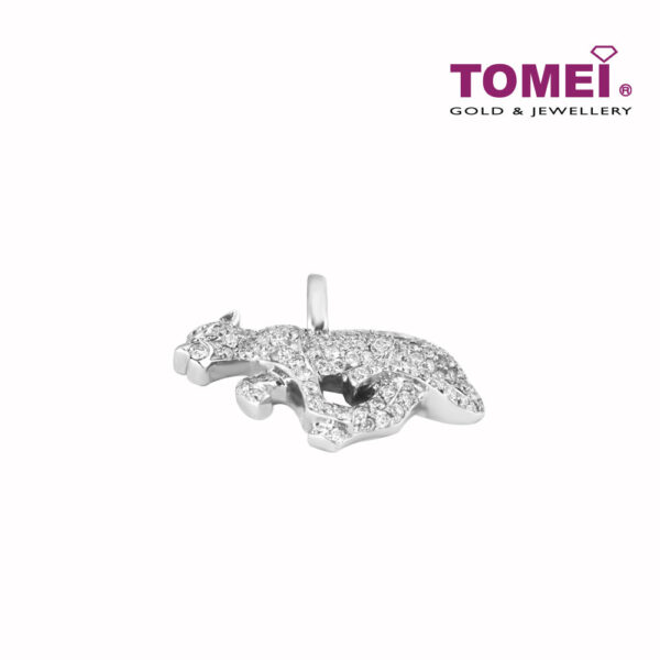 TOMEI Energetic Leopard Pendant, Diamond White Gold 750