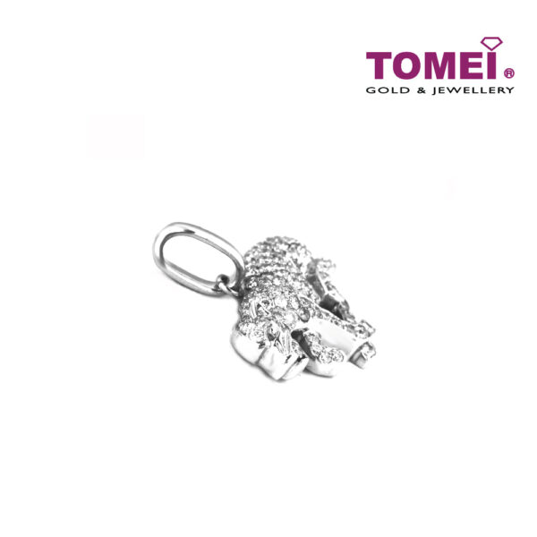 TOMEI Energetic Leopard Pendant, Diamond White Gold 750