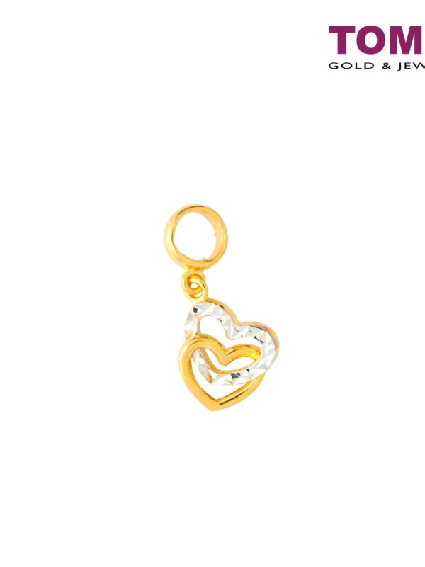 Dual-Tone Entwined Hearts Charm | Tomei Yellow Gold 916 (22K)