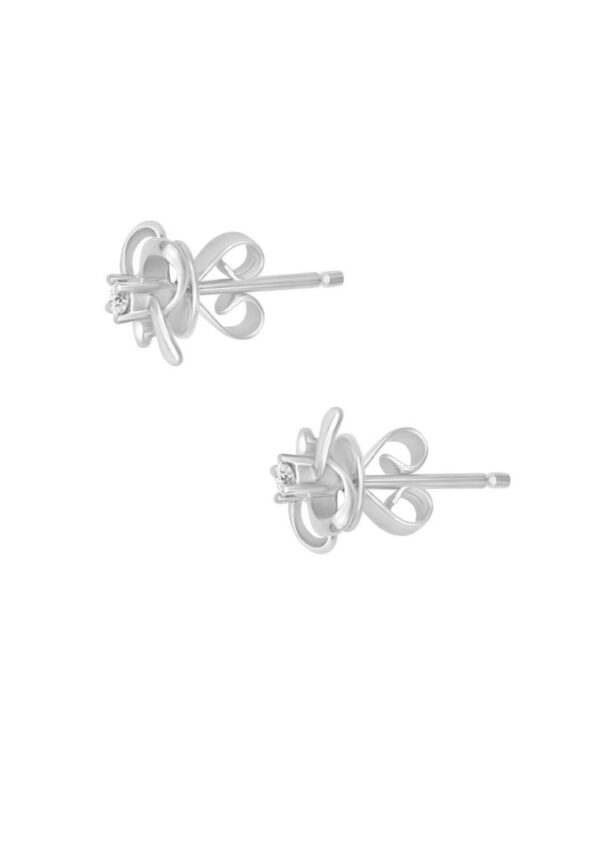 Tomei "Four Petal Flower" Diamond Earrings, White Gold 585