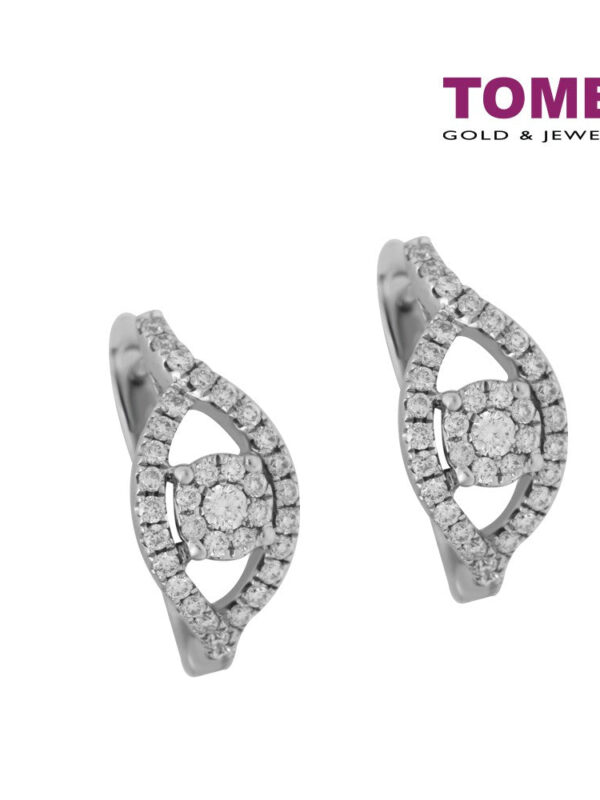 TOMEI Earrings of Foliage in Effulgence, Diamond White Gold 375 (E1304)