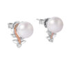 TOMEI Pearl Earrings, White+Rose Gold 585