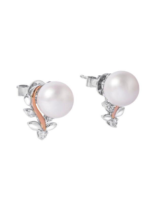 TOMEI Pearl Earrings, White+Rose Gold 585