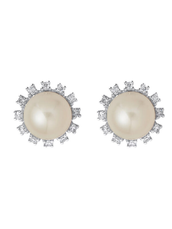 TOMEI Pearl Earrings, White Gold 585