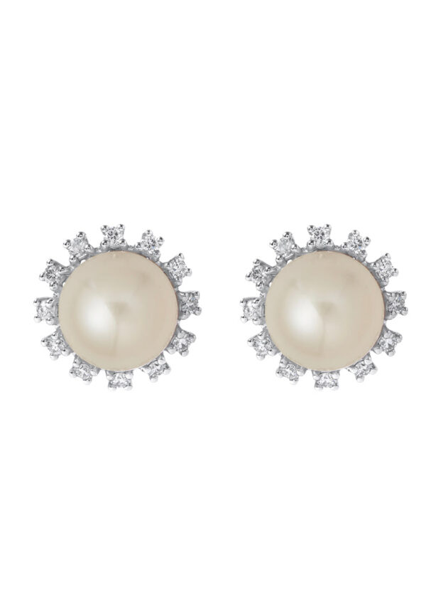 TOMEI Pearl Earrings, White Gold 585