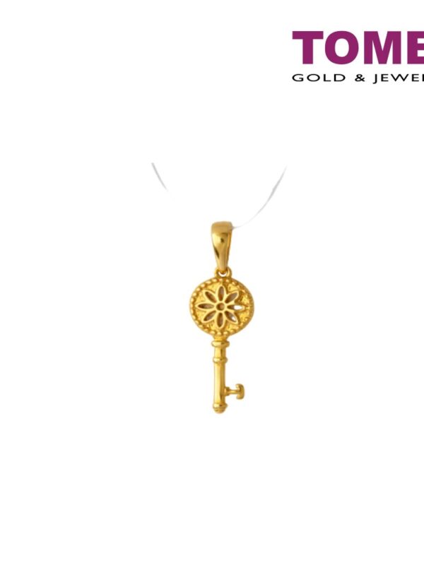 Tomei Flower Key Pendant, Yellow Gold 916