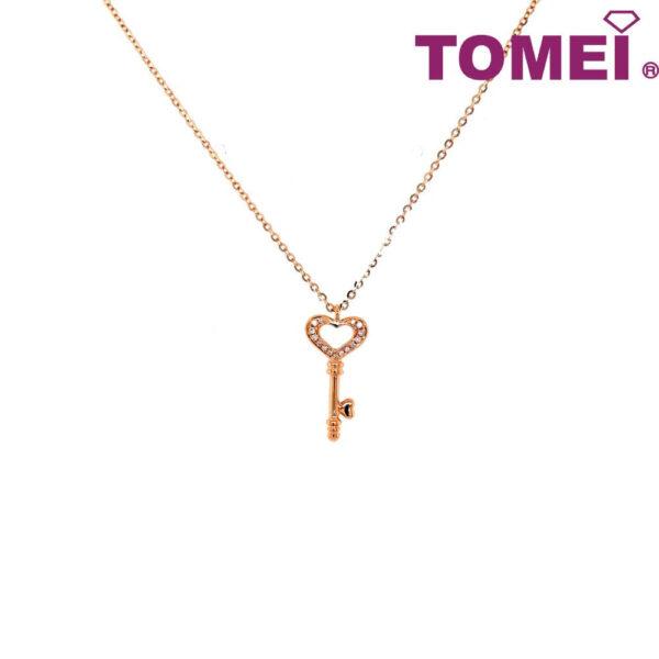 TOMEI Key To Happiness Diamond Necklace, Rose Gold 750