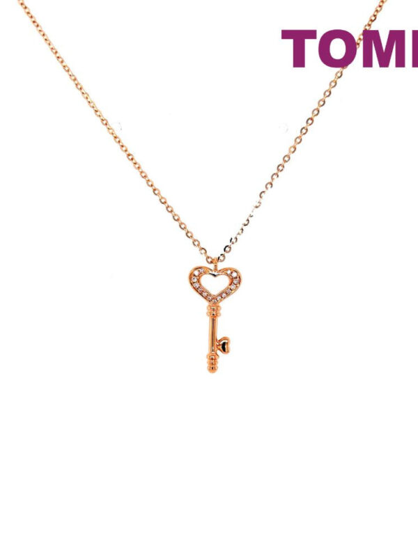 TOMEI Key To Happiness Diamond Necklace, Rose Gold 750