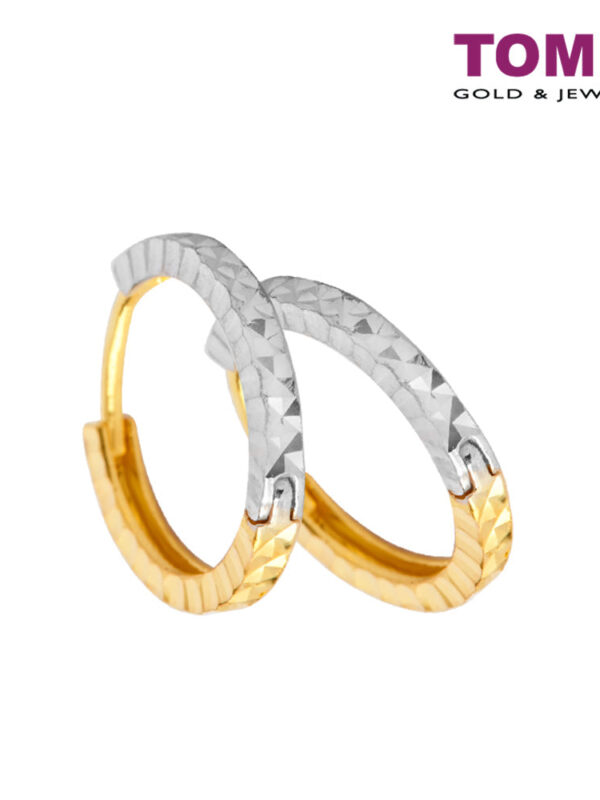 TOMEI Dual-Tone Hoop Earrings, Yellow Gold 916 (9Q-ER1435-D02-2C)