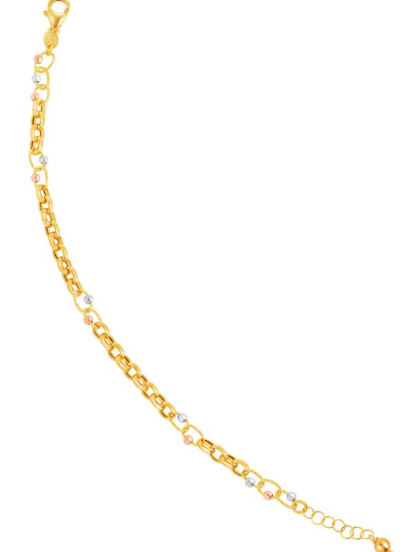 TOMEI Lusso Italia Triple Tone Trace Bracelet, Yellow Gold 916