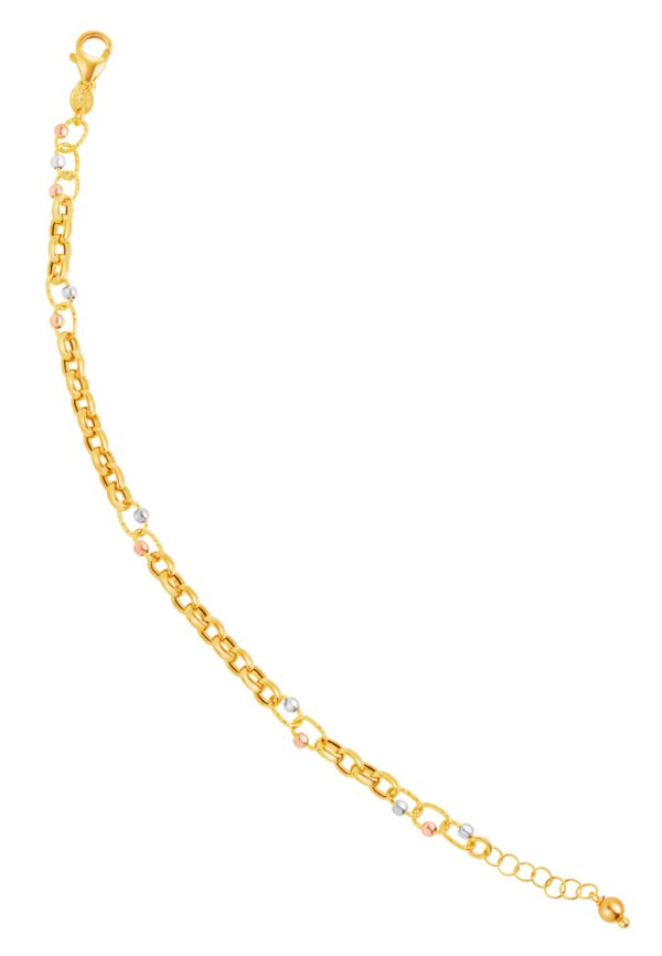 TOMEI Lusso Italia Triple Tone Trace Bracelet, Yellow Gold 916