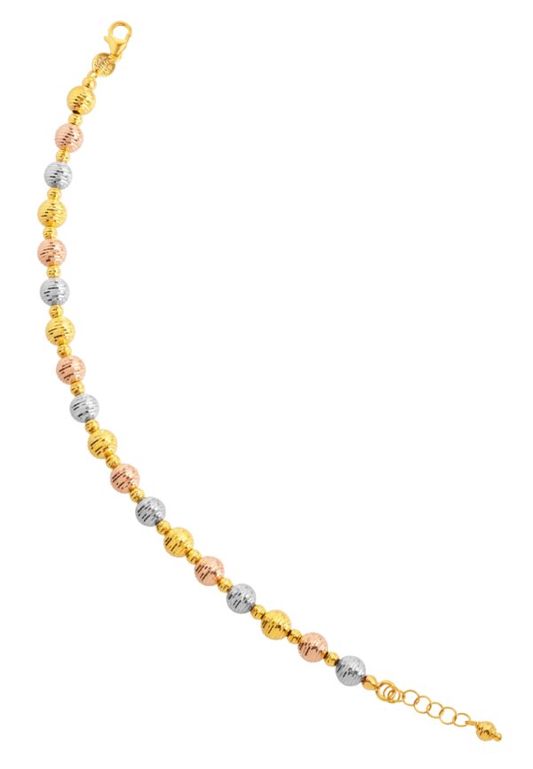 TOMEI Lusso Italia Grande Triple Tone Ball Bracelet, Yellow Gold 916