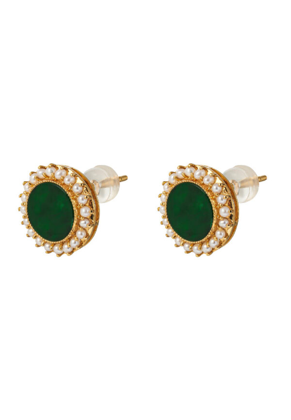 TOMEI Jadeide with Pearls Earrings, Yellow Gold 750
