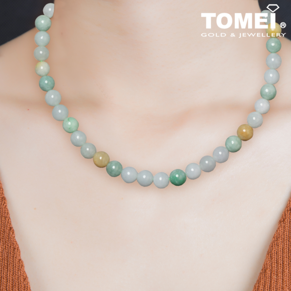 TOMEI Palace Grace Mixed Green Jade Necklace | Jade Grade A (JN-XX)