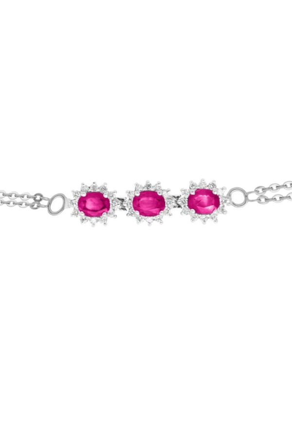 TOMEI Gemstones with Diamond Bracelet Double Strands, White Gold 375