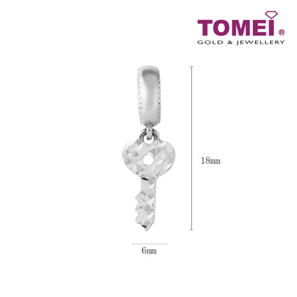 TOMEI Minimalist Key Charm, White Gold 585